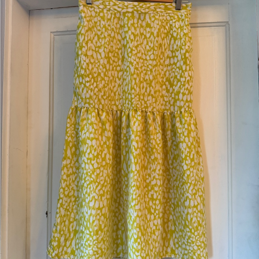Who What Wear Chartreuse Patterned Women's Skirt with Pockets